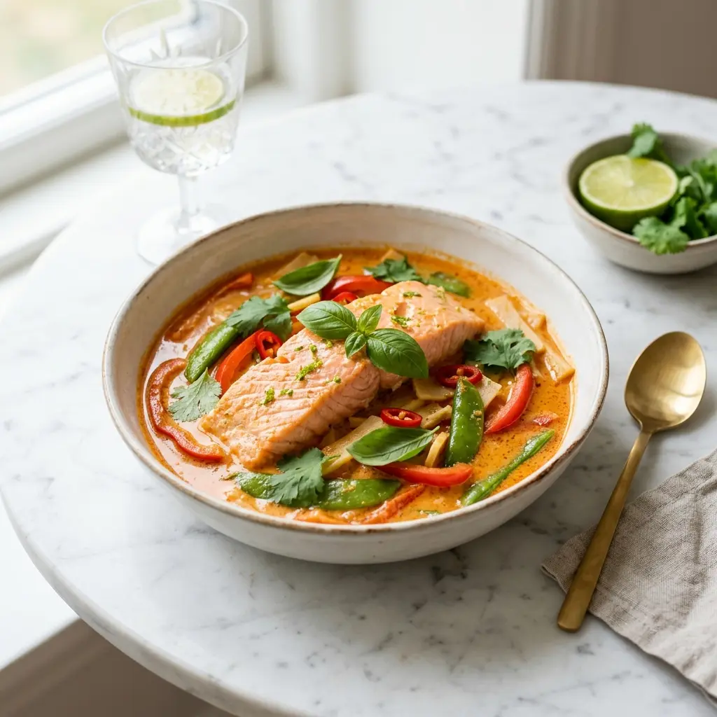 Photo of the finished dish for the recipe Salmon Red Curry