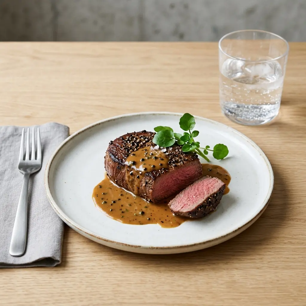 Photo of the finished dish for the recipe Steak Au Poivre