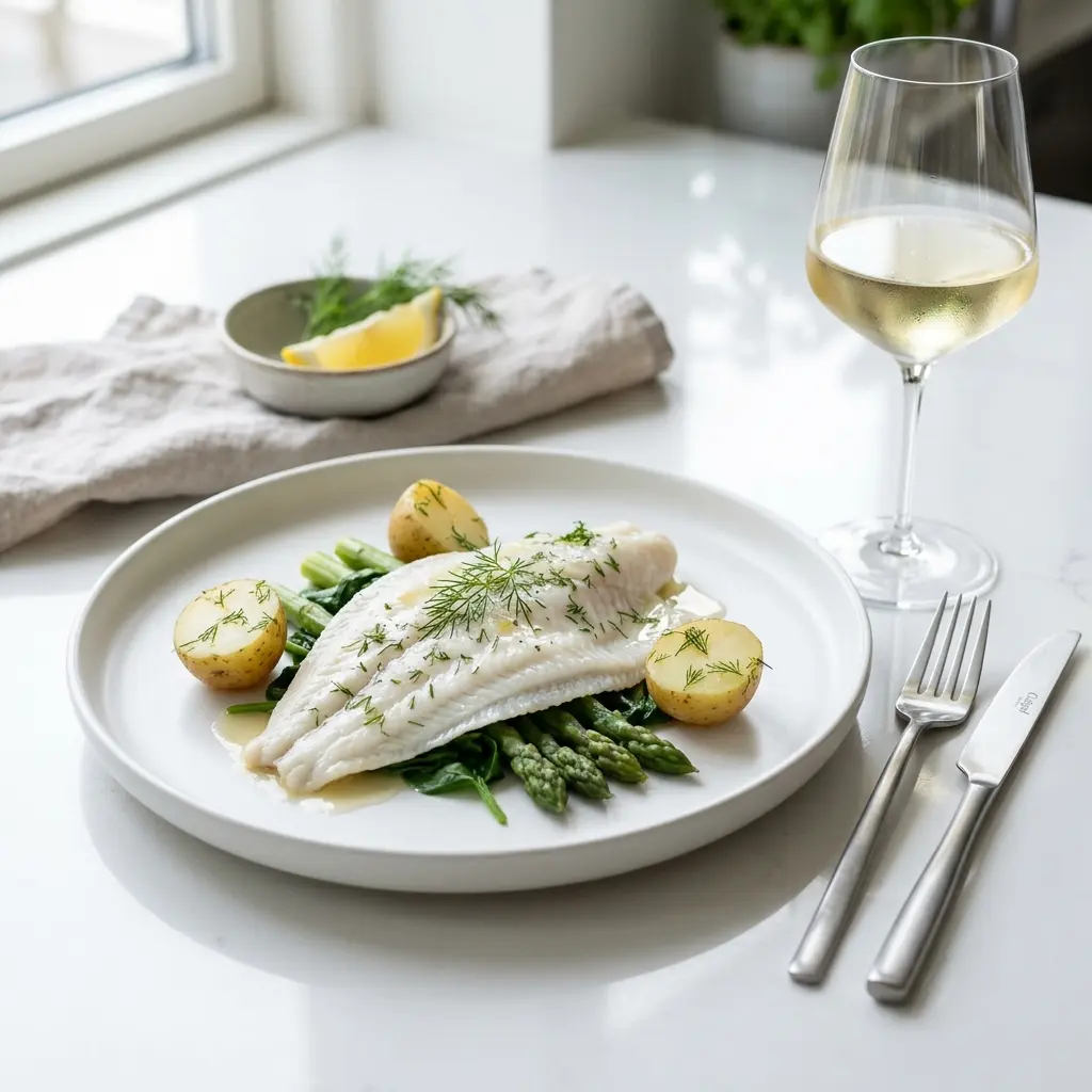 Photo of the finished dish for the recipe Steamed Plaice Fillet