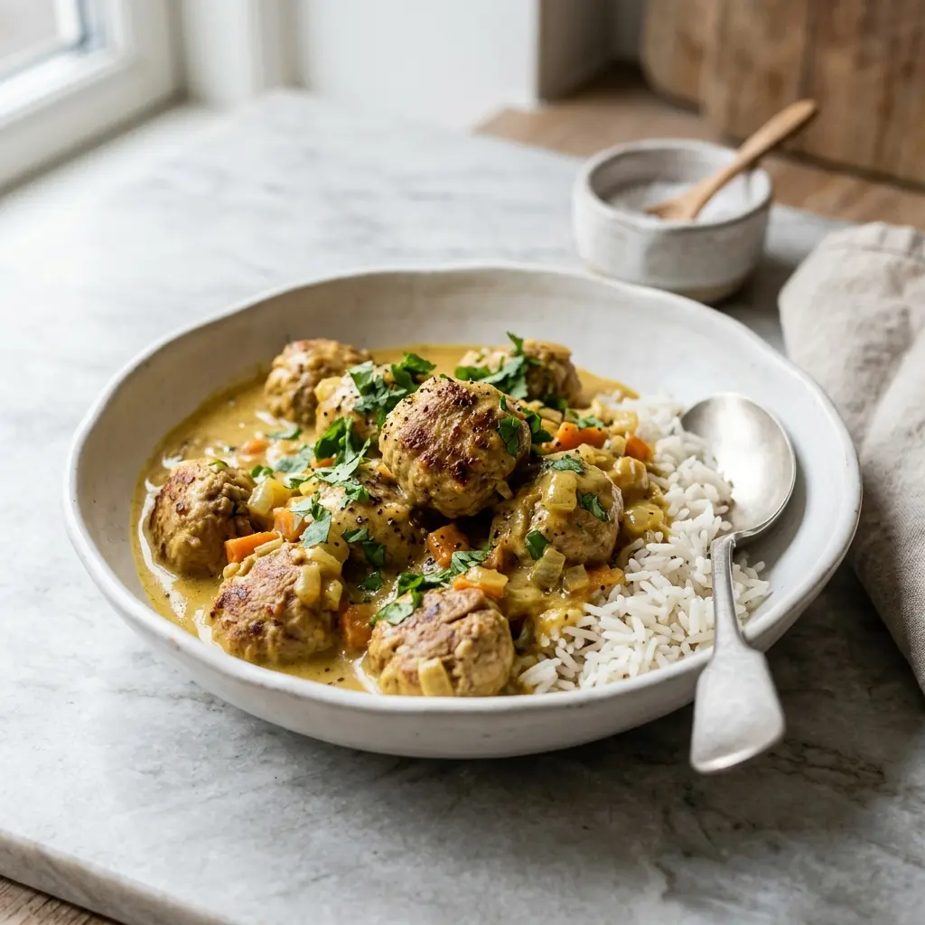 Photo of the sauce or side recipe Turkey Meatballs in Curry Sauce