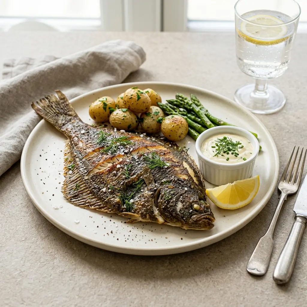 Photo of the finished dish for the recipe Whole Fried Flounder