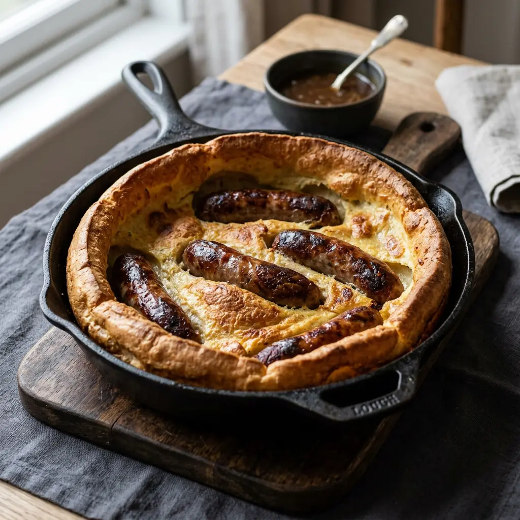 Photo of Toad in the hole ready to serve