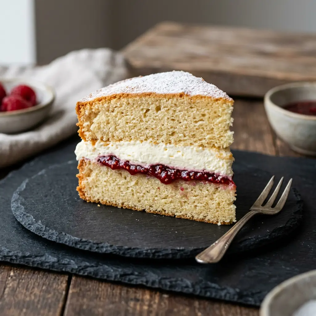 Photo of Victoria sponge ready to serve
